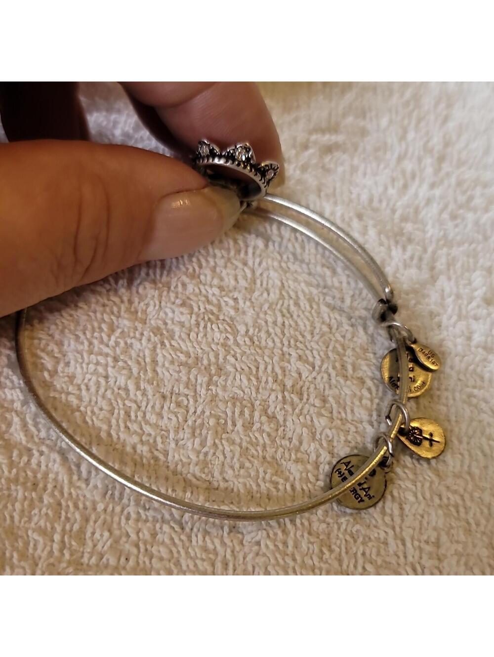 ALEX AND ANI Adjustable Silver Wire Charm Bangle Bracelet Slide Closure Fashion